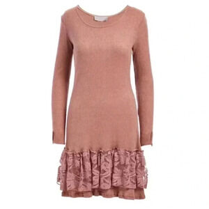 🆕Pretty Angel Mauve Lace Linen-Blend Empire-Waist
Dress S🆕
